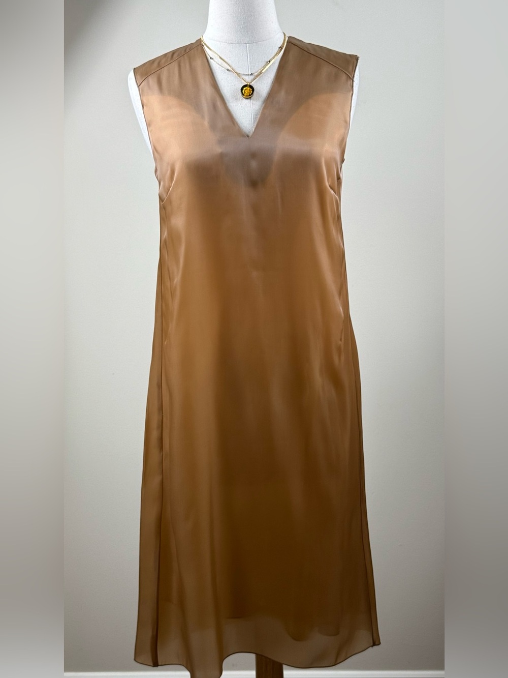 Costume National Italian Designer Sheer Silk-Blend Belted Midi Dress EU 40 - Picture 2 of 6